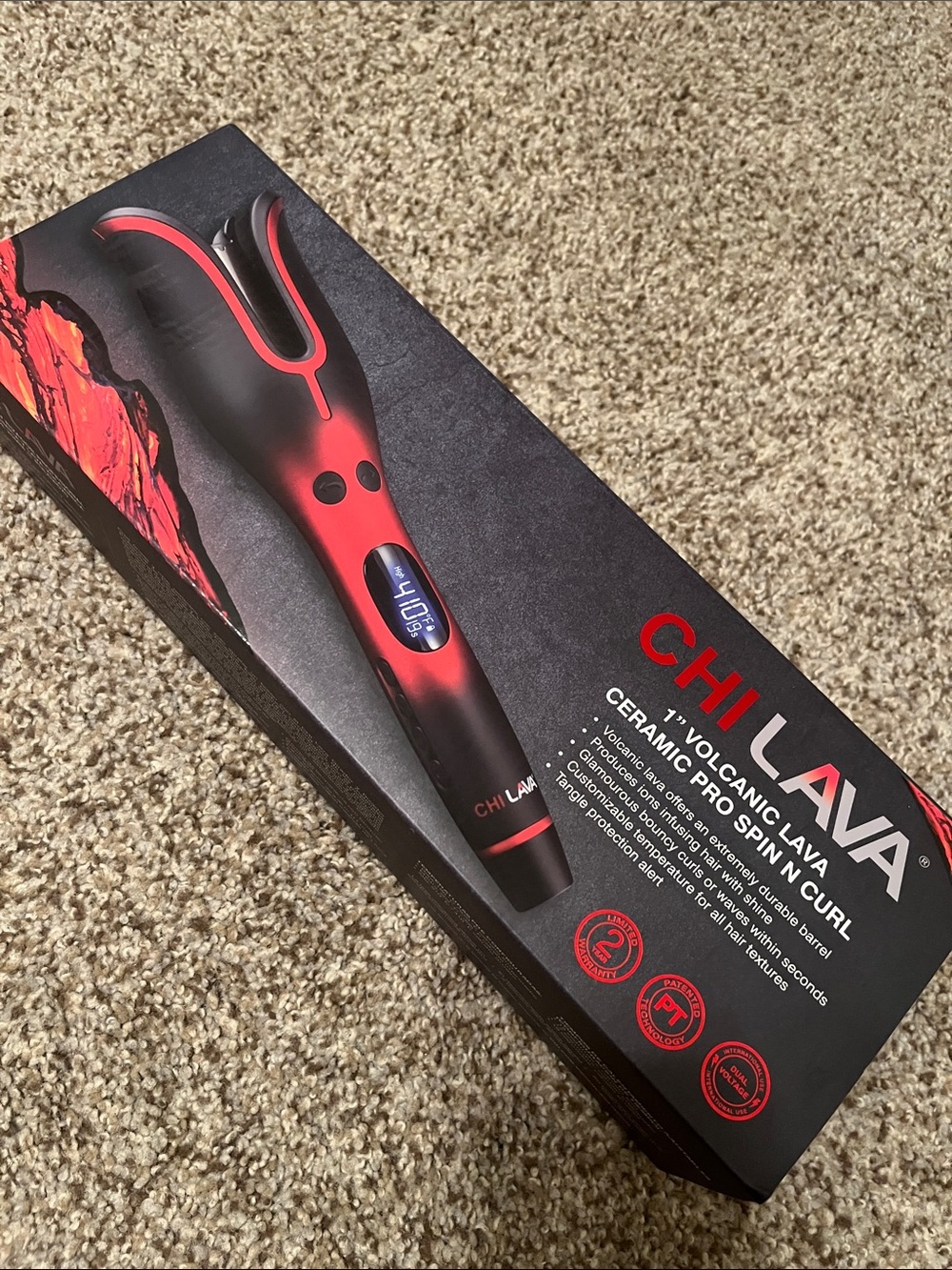 CHI LAVA Volcanic Lava Ceramic Pro Spin N Curl - Red/Black